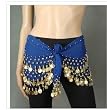 Navy Blue Belly Dance Hip Scarf with Gold Coins