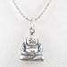 Small Sitting Laughing Buddha Pendant in Sterling Silver on a 16" Rhodium and Sterling Silver Bead Chain, #8285