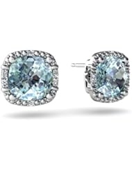 Genuine Aquamarine 14kt White Gold Earrings