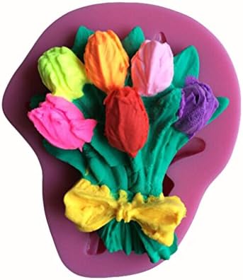 FLYMOR 3D Tulips Shape Silicone Chocolate Cake Mold Baking Tools,Pink