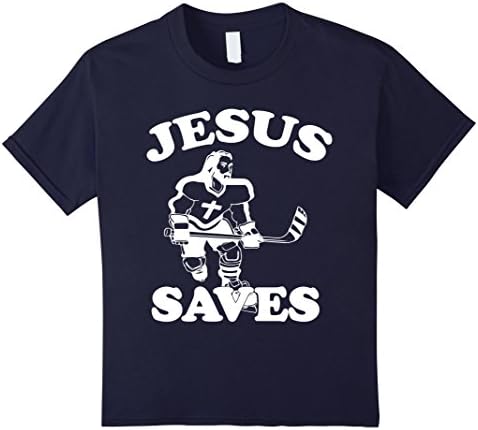 Kids Jesus Saves Hockey T Shirt - Gifts Funny T Shirt for Player 6 Navy