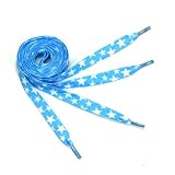 【全3色】靴ひも スター 星柄 ブルー　靴レース 120〜125cm 1足組(2本入り) シューレース　平くつひも Shoelace(7090-1) 星組