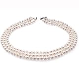 Bling Jewelry Jackie O Style Pearl Three-Row Round Necklace 16in