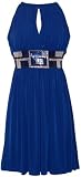 Stretch Jersey Kneelength Holiday Party Cocktail Dress Sequin Trim Medium Blue
