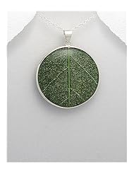 Leaf Resin Pendant Necklace In 92.5 Sterling Silver