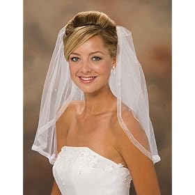 1 Layer Shoulder Length Veil w/ Sheer Ribbon Edge