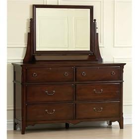Broyhill 4670-230 / 4670-227 Attic Heirlooms - Fireside Cherry Drawer Dresser with Mirror in Cherry