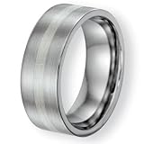 Chisel Cobalt Chromium Sterling Silver Inlay Satin 8mm Band