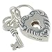 Heart Pad Lock and Key Movable Vintage Style 925 Sterling Silver Traditional Charm