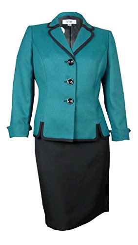 Le Suit Women's Black Trim Woven Vienna Skirt Suit