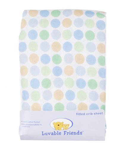 Luvable Friends Fitted Crib Sheet Flannel 28x52 Boy Circle