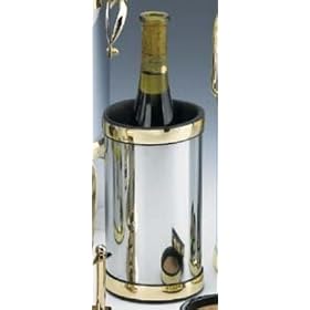 Kraftware 70178 Shiny Chrome Wine Chiller with Brass Bands by Kraftware