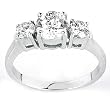 Solid Sterling Silver Cubic Zirconia Rhodium Plated Rings with 3 Round Stones