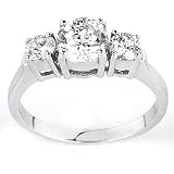 Solid Sterling Silver Cubic Zirconia Rhodium Plated Rings with 3 Round Stones