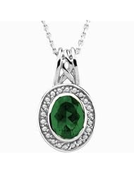 14K White Gold Oval Cut Chrome Tourmaline and Pearl Pendant -- LIFETIME WARRANTY