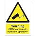 Stewart Superior Caution CCTV Camera Sign Self Adhesive Vinyl 150x200mm Ref WO143SAV