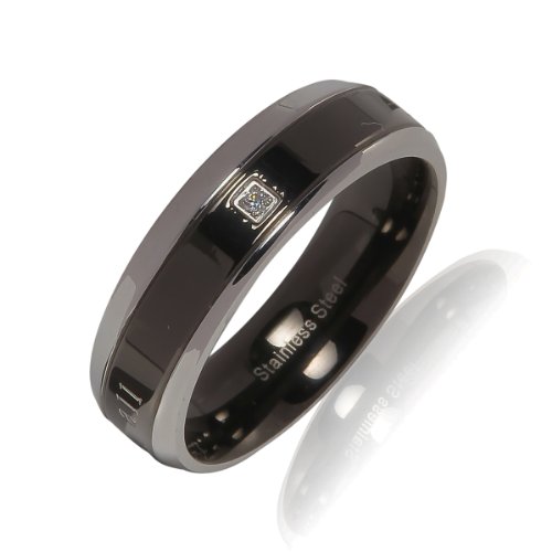 Bliss Republic Unisex-Ring Edelstahl IP-Beschichtung schwarz Zirkonia wei&szlig; 60160064 63 Preisvergleich