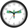 Multicolored No.3 Dragonfly or Dragon Fly - JP Wall Clock by WatchBuddy Timepieces (Slate Blue Frame)