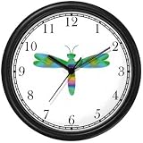 Multicolored No.3 Dragonfly or Dragon Fly - JP Wall Clock by WatchBuddy Timepieces (White Frame)