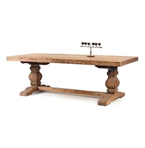 Rustic Solid Teak Wood Trestle Dining Table