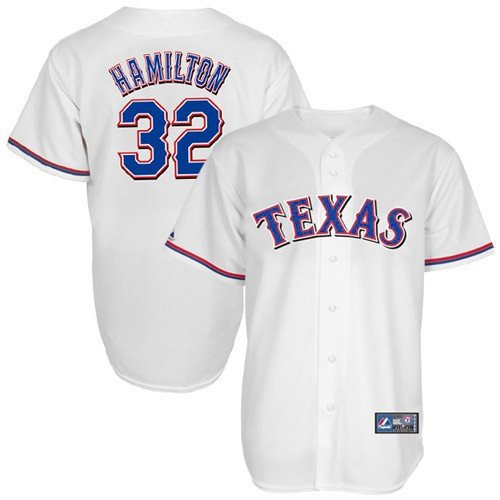 MLB Josh Hamilton Texas Rangers Youth Short Sleeve 6 Button Synthetic Replica Jersey (White, Medium)