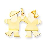 14k Solid Engraveable Boy on Left & Girl on Right Pendant