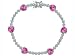 Original Star K(tm) Classic Heart Shape 7mm Created Pink Sapphire Tennis Bracelet in .925 Sterling Silver