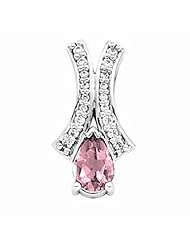 14K White Gold Pear Cut Pink Sapphire and Diamond Pendant -- LIFETIME WARRANTY