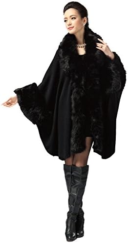 Kranda Women's Faux Fox Fur Shawl Cloak Coat