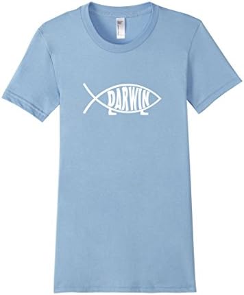 Women's Darwin Fish Symbol Evolution Atheist T-Shirt Medium Baby Blue