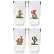 Cactus 12 oz Slimline Insulated Beverage Tumblers Set, Clear (4 designs)