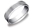 14k White Gold 6mm Comfort Fit Men's Wedding Band w/ Polished Bevel Cut and Satin Center