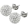 Kzafrance Clous D'oreille Cristal Swarovski 8mm - Boucles d'Oreille Serties De Plus De 70 Cristaux Swarovski en Argent 925 avec Poin�on - Blanc Diamant