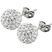 Kzafrance Clous D'oreille Cristal Swarovski 8mm - Boucles d'Oreille Serties De Plus De 70 Cristaux S