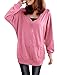 Allegra K Ladies V Neck Long Batwing Sleeve Side Pockets Loose Hoodie Blouse