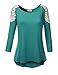 Doublju Women Handkerchief Hem Line Long Sleeve Lightweight Knitting Tunic Top