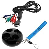 GTMax Black Move Quad Charger charging dock station + 6FT HD Component Cabl ....