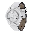 Geneva Platinum Womens Lined White Buckle Watch