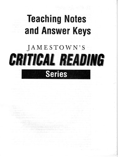 critical reading teachers notes and answer keys