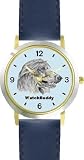 Afghan Hound (SC) Dog - WATCHBUDDY DESIGNER DELUXE TWO-TONE THEME WATCH - Arabic Numbers-AQUA MARINE STYLE - Pale Blue Dial with Blue Leather Strap-Size-Large ( Men's Size or Jumbo Women's Size )