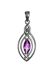 Sterling Silver Gemstone Natural Amethyst Pendant