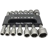 14 ピース電源ナットドライバセット黒ケース デュアル メトリック &標準sae 1/4 "シャンク ドライバー nutdrivers ナットドライバ ソケット ビット ドリル