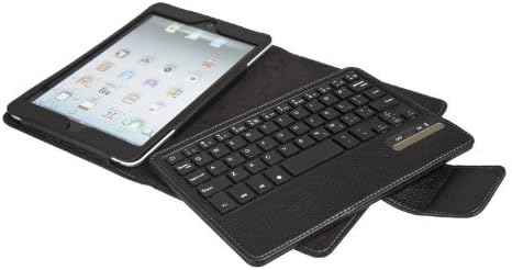 YIKING Removable Detachable Wireless Bluetooth ABS Keyboard PU Leather Case Tablet Stand for Apple iPad Mini-Black