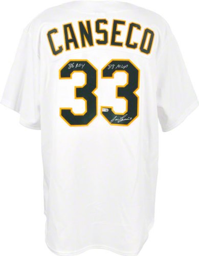 Jose Canseco Autographed Jersey | Details: Replica, Oakland Athletics, ROY/MVP Inscription