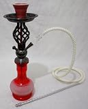 18" Red Frost SPIRAL HOOKAH Shisha Narghile Pipe Set with Extra Long 72" White WASHABLE Hookah Bar Sheesha Hose & Laser Cut Hooka Mouthpiece + Exotic Hukka Nargila Glass Base