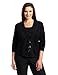 Ak Anne Klein Women's Plus Size Longsleeve V-Neck Cardigan with Chiffon Trim, Black, 2x
