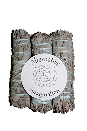 Premium California White Sage 4 Inch Smudge Sticks - 3 Pack. Alternative Imagination Brand.