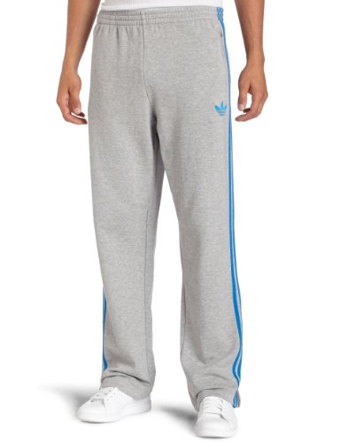 adidas Men’s Firebird Track Pant, Medium Grey Heather, Blue Bird, Small