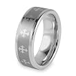 Polished Tungsten Carbide Band with Laser Cross Design (8.0mm) - Sizes 7 - 13