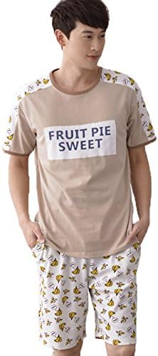Mingxin Couple's Men's Pure Cotton Summer Sleepwear Pajamas Set Shirt Shorts